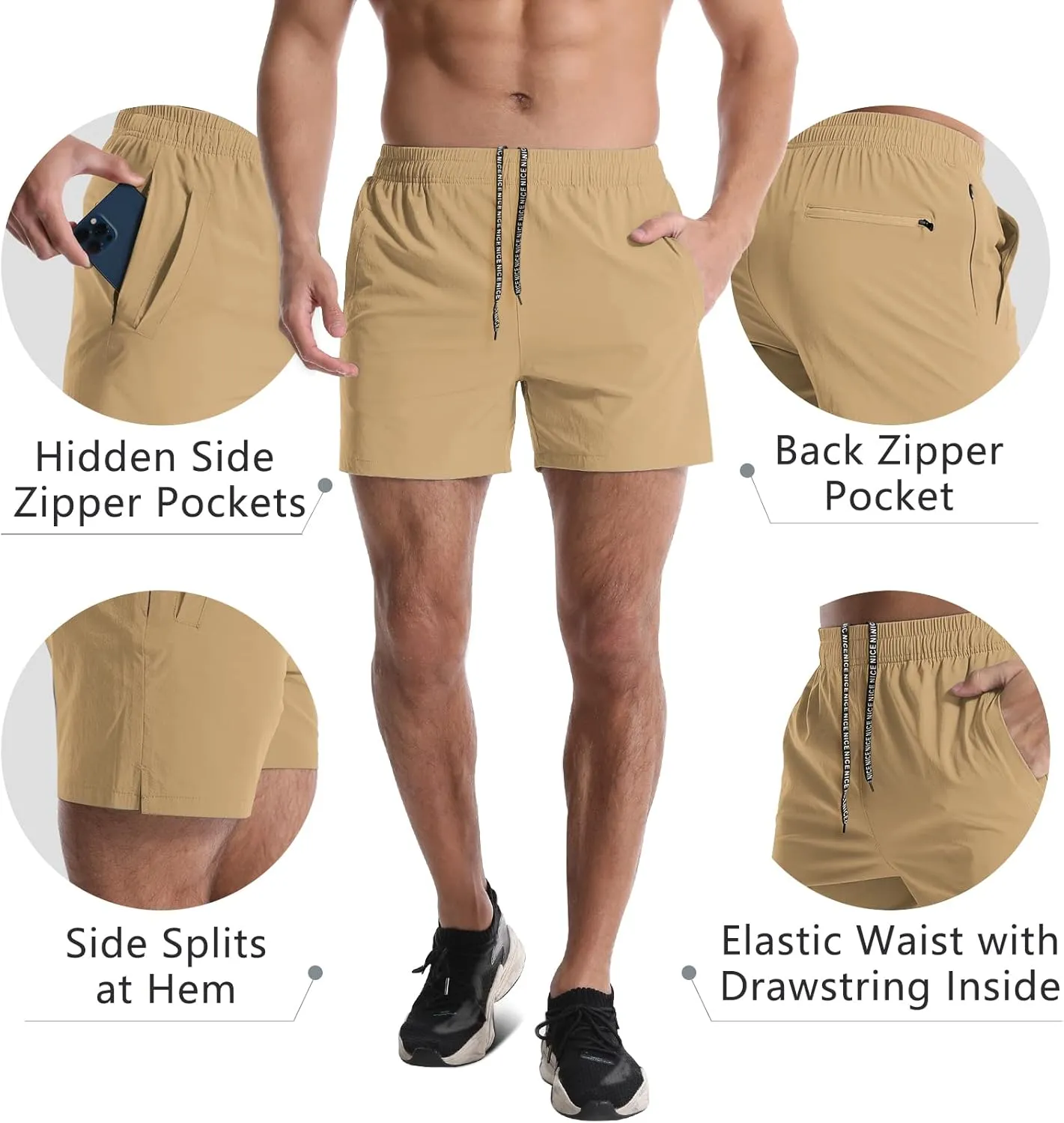 2 Pack Mens Athletic Shorts 5 Inch Quick Dry Gym Workout Shorts Men Lightweight Sports Running Shorts with Pockets