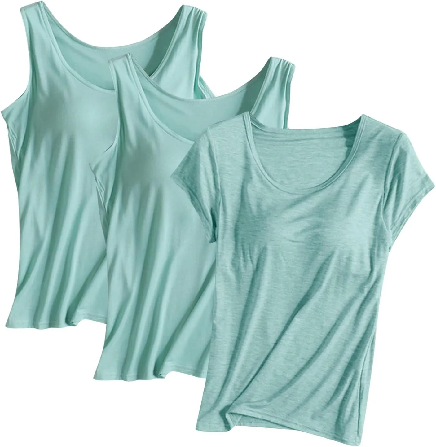 3 Pact Womens Tank Tops Summer Casual Crew Neck Sleeveless Top Loose Fit Basic Tunic Shirts Home Wear
