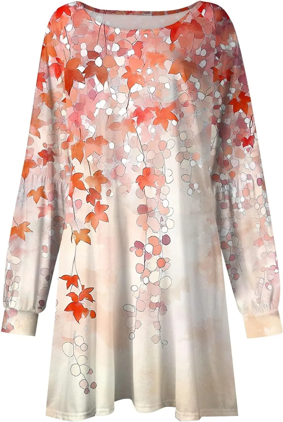 ADHOWBEW Dresses for Women 2025 Round Neck Sexy Plus Size Casual Trendy Long Sleeve Work Dress Long Sleeve