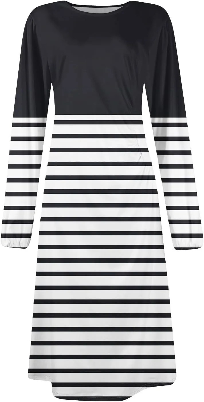 ADHOWBEW Summer Dresses for Women Plus Size Casual Long Sleeve Round Neck Trendy 2025 Sexy Flowy Dress