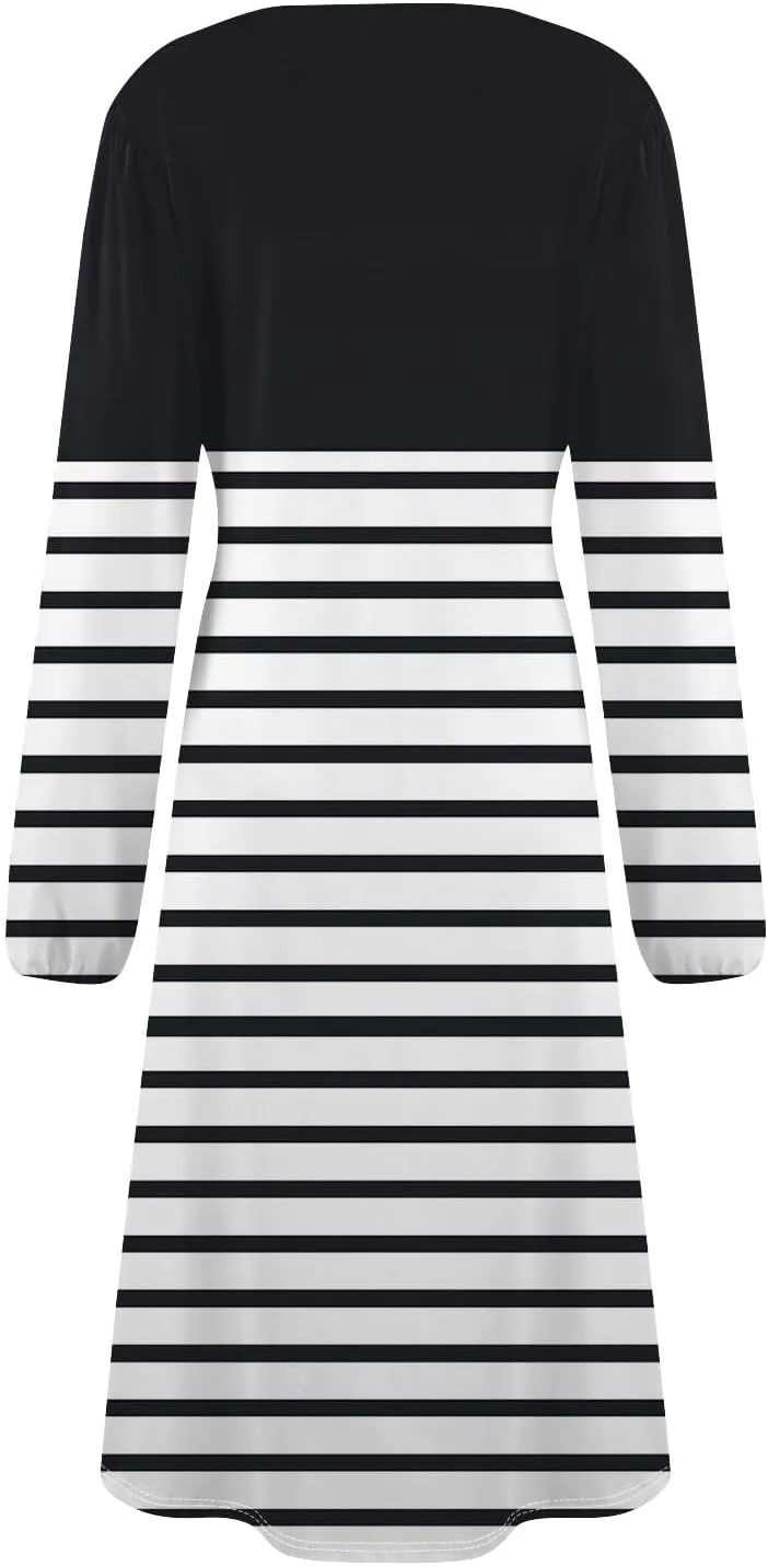ADHOWBEW Summer Dresses for Women Plus Size Casual Long Sleeve Round Neck Trendy 2025 Sexy Flowy Dress