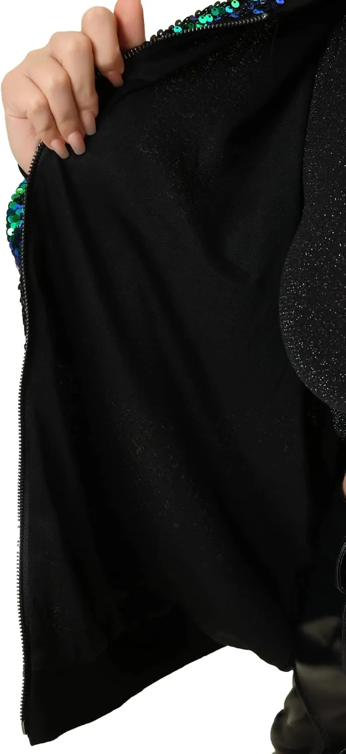 Agnes Orinda Plus Size Metallic Jacket for Women Sparkle Party 2024 Sequin Bomber Jackets