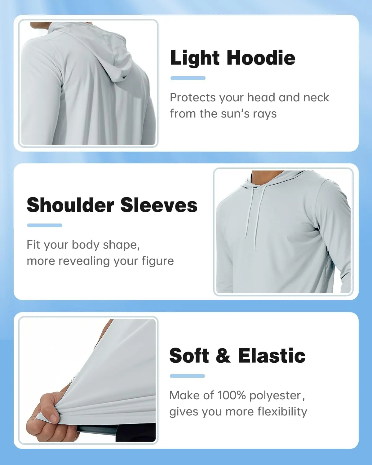 AIMPACT Men's Sun Protection Shirts UV SPF UPF 50  Long Short Sleeve Hoodie Rash Guard Fishing Swimming Shirt Lightweight