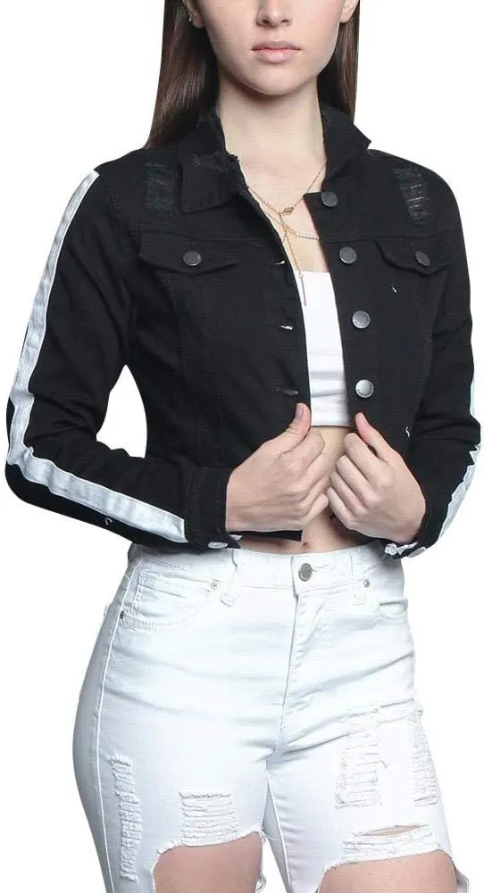 American Bazi Women's Destroyed Denim Jacket