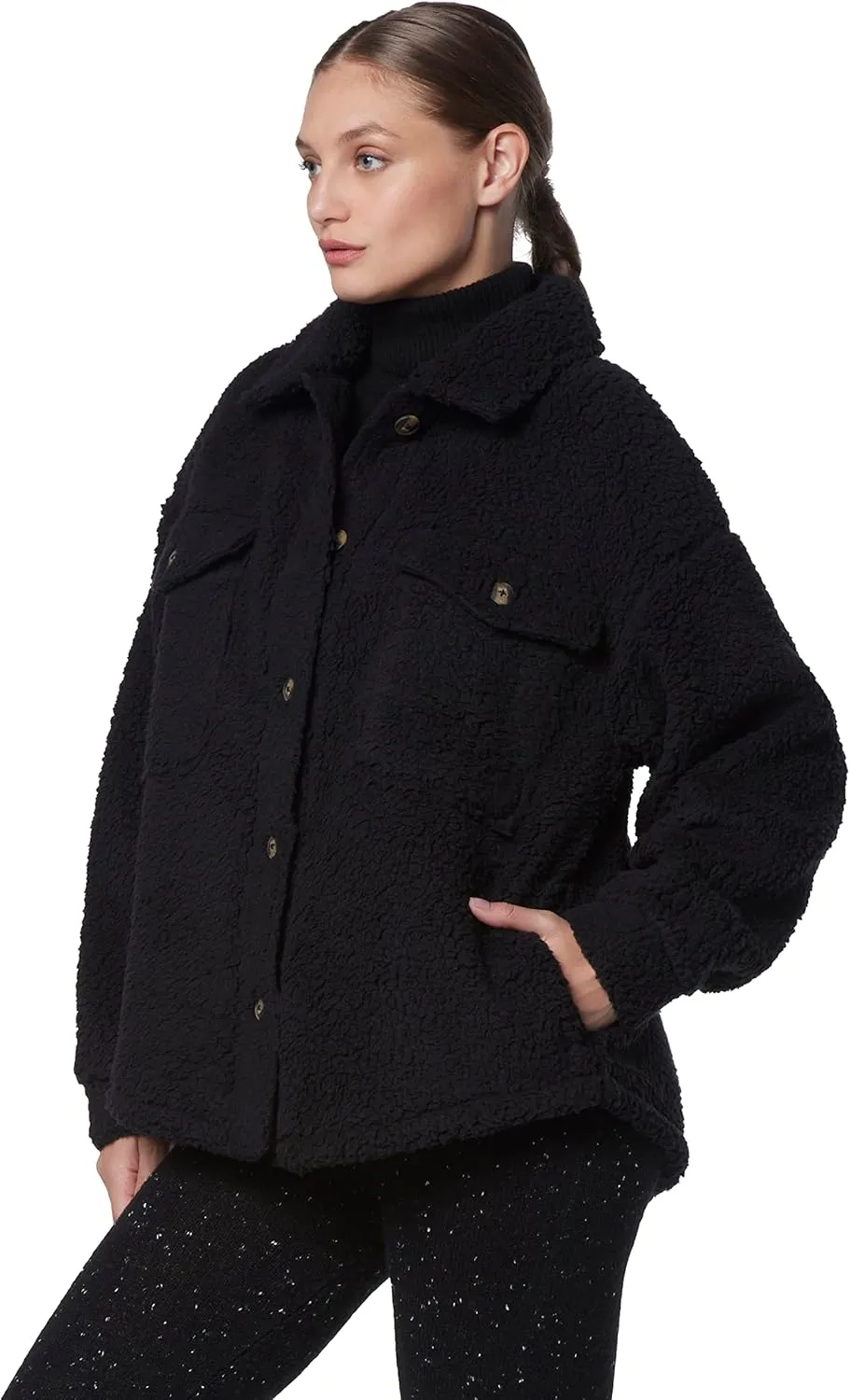 Andrew Marc Women's Teddy Fleece Trucket Cozy Jacket