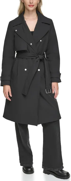Andrew Marc Women's Transitional Water Resistant Trench with Button Off Hood