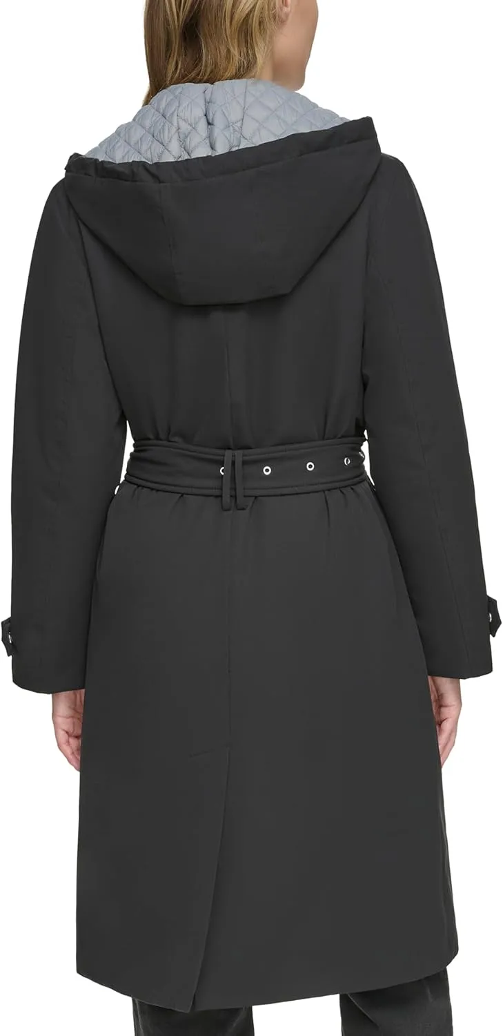 Andrew Marc Women's Transitional Water Resistant Trench with Button Off Hood
