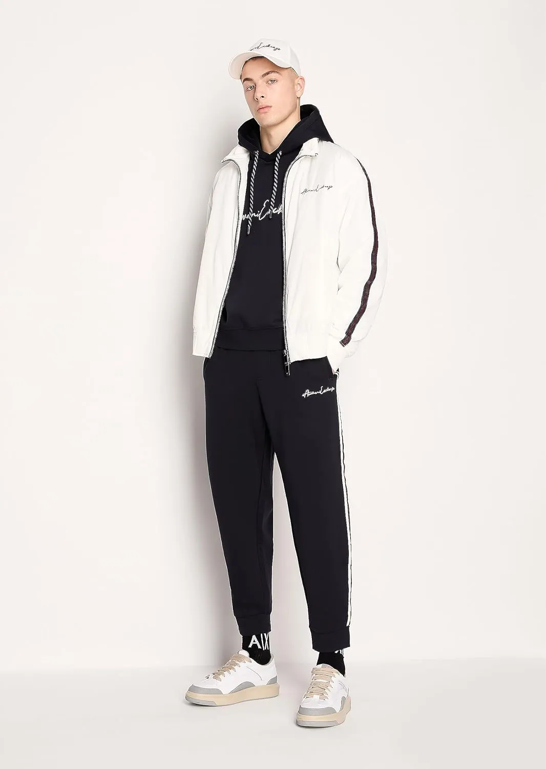 Armani Exchange Men's Bonded Cotton Signature Logo Hoodie Sweatshirt
