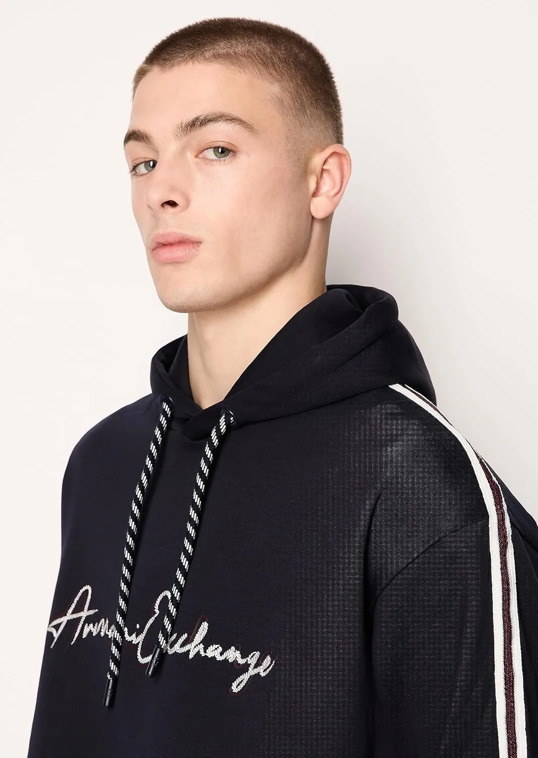Armani Exchange Men's Bonded Cotton Signature Logo Hoodie Sweatshirt
