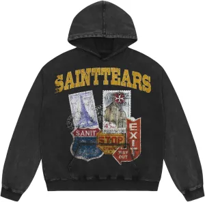Arnodefrance Men Vintage Washed Graphic Hoodies Printing Graffiti Hoodie Cotton Warm Pullover