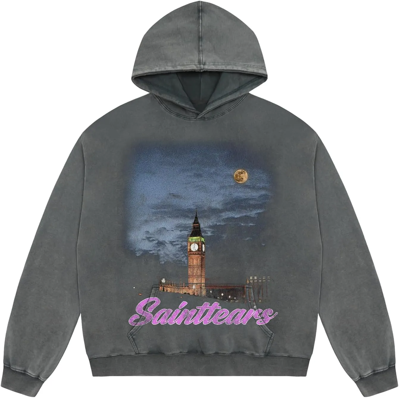 Arnodefrance Men Vintage Washed Graphic Hoodies Printing Graffiti Hoodie Cotton Warm Pullover