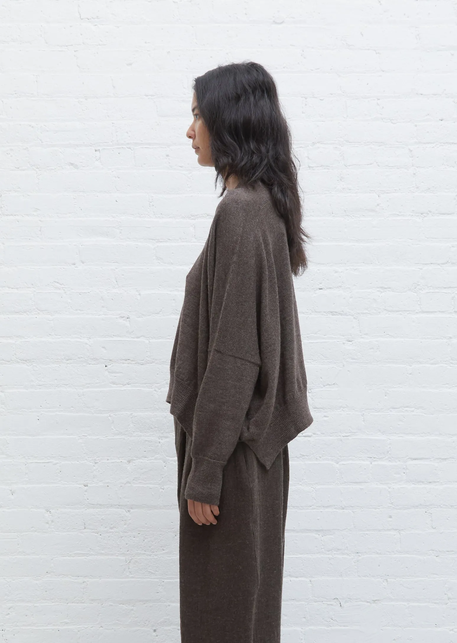 Baby Alpaca & Wool Fine Wide Crewneck — Blackened