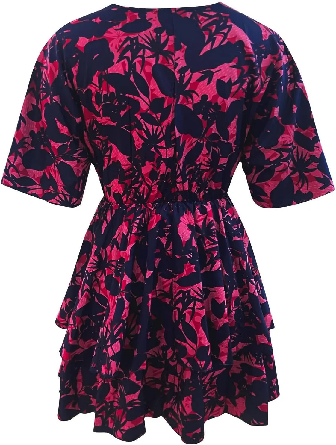 Beach Dresses for Women,2024 Summer Batwing Sleeve Floral Print Boho Dress,Casual V Neck Tiered Ruched Mini Dress