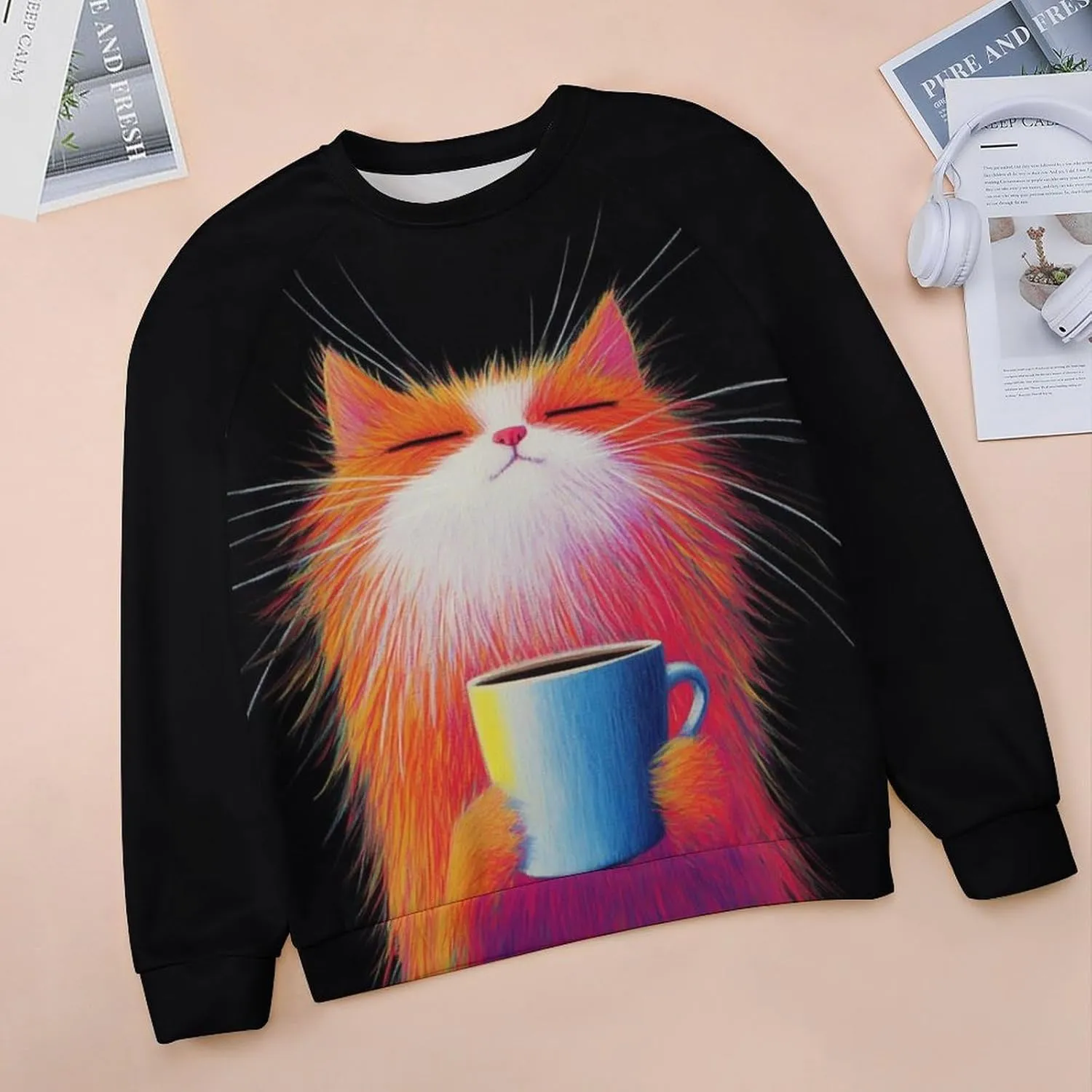 Bengbobar Tops for Women Casual Fall Plus Long Sleeve Crewneck Shirts Cute Cat Graphic Hoodies Trendy Womens Sweatshirt