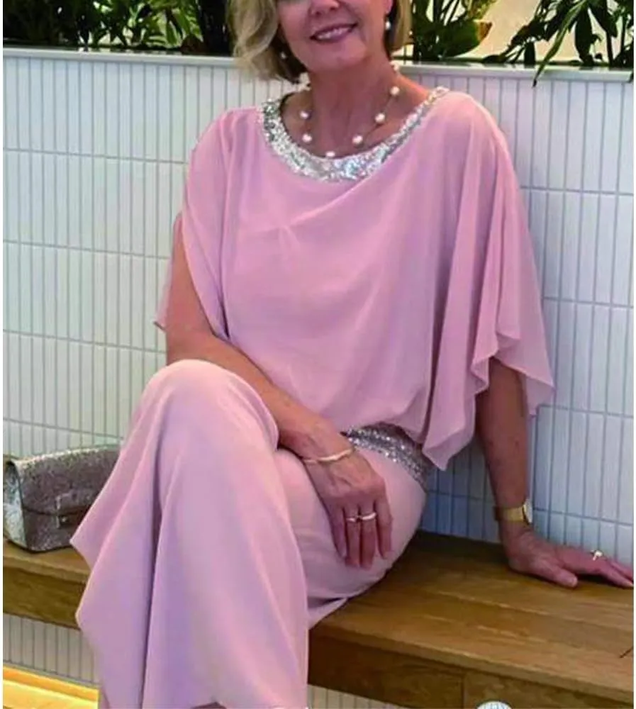 Bengbobar Two Piece Set Pant Suits Mother of The Bride Dressy Wedding Guest Chiffon Flowy Elegant Women Formal Outfits