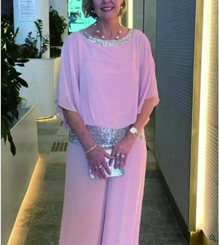 Bengbobar Two Piece Set Pant Suits Mother of The Bride Dressy Wedding Guest Chiffon Flowy Elegant Women Formal Outfits