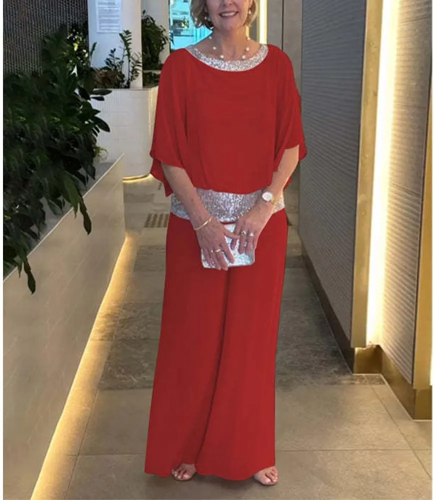 Bengbobar Two Piece Set Pant Suits Mother of The Bride Dressy Wedding Guest Chiffon Flowy Elegant Women Formal Outfits