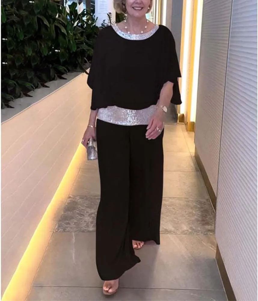 Bengbobar Two Piece Set Pant Suits Mother of The Bride Dressy Wedding Guest Chiffon Flowy Elegant Women Formal Outfits
