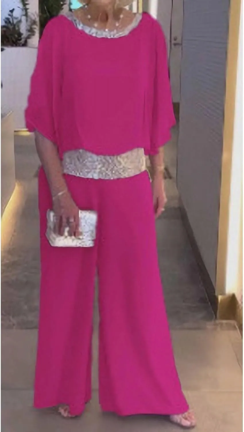 Bengbobar Two Piece Set Pant Suits Mother of The Bride Dressy Wedding Guest Chiffon Flowy Elegant Women Formal Outfits