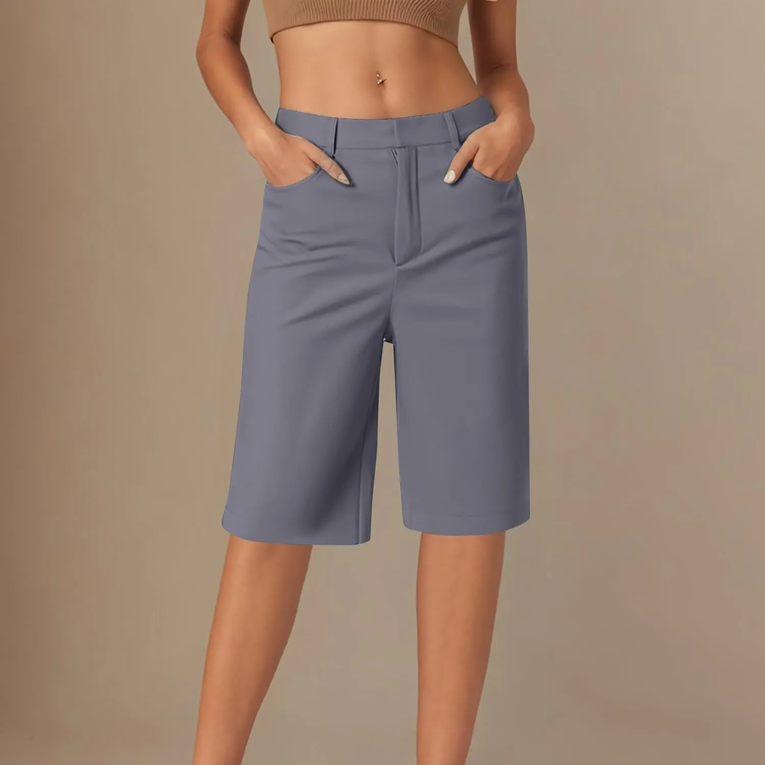 Bermuda Shorts for Women Dressy Casual 2025 High Waisted Stretchy Short Trousers Hiking Pants Summer Vacation Outfits