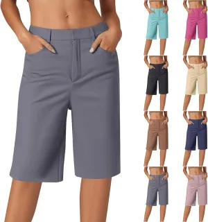 Bermuda Shorts for Women Dressy Casual 2025 High Waisted Stretchy Short Trousers Hiking Pants Summer Vacation Outfits