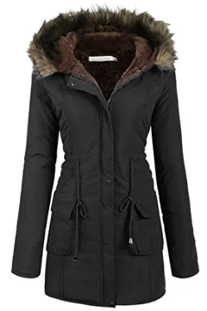 Beyove Womens Military Hooded Warm Winter Faux Fur Lined Parkas Anroaks Long Coats, (B)black 1, Small