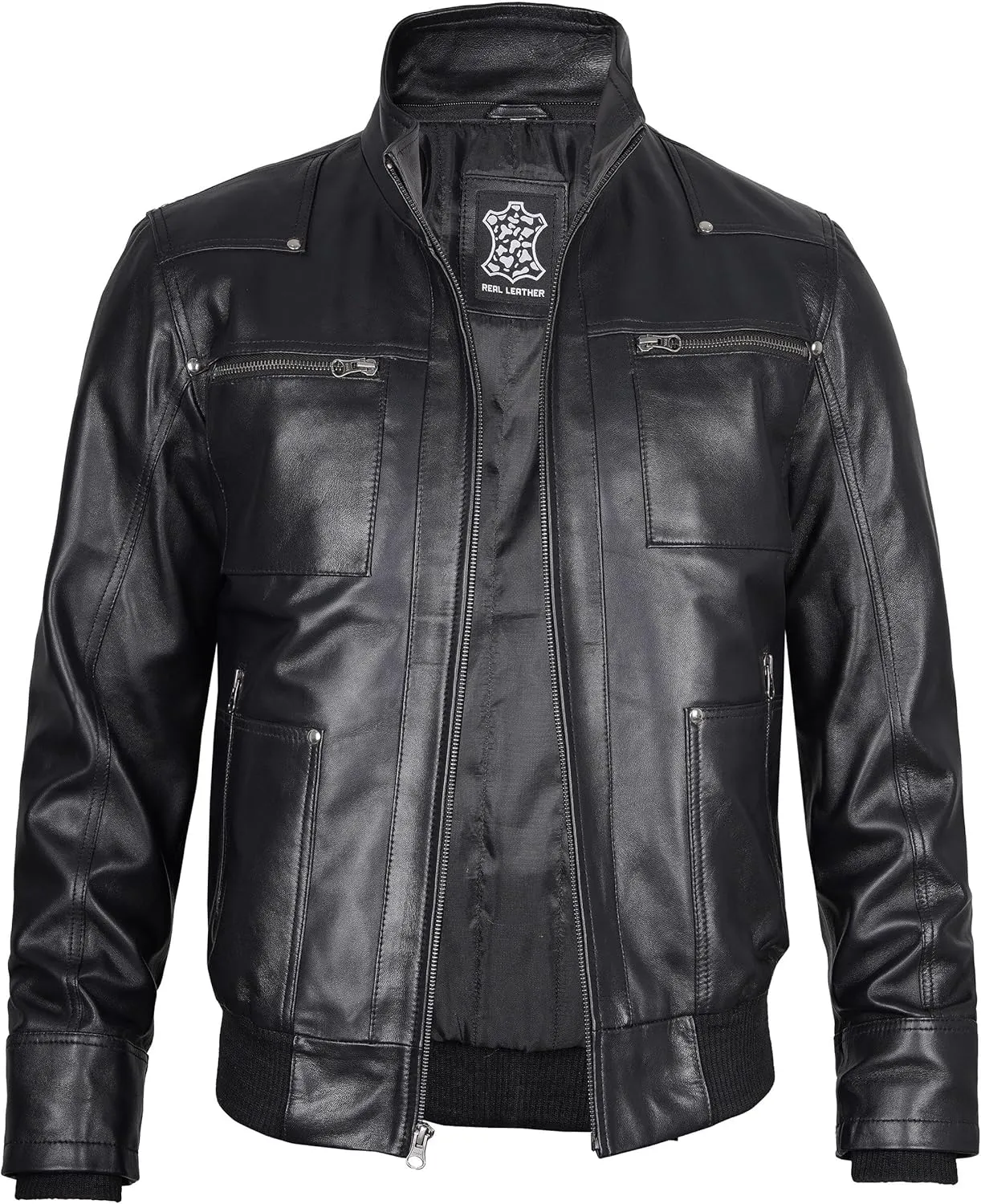 Blingsoul Mens Leather Jacket Removable Hooded Black Leather Jackets For Men