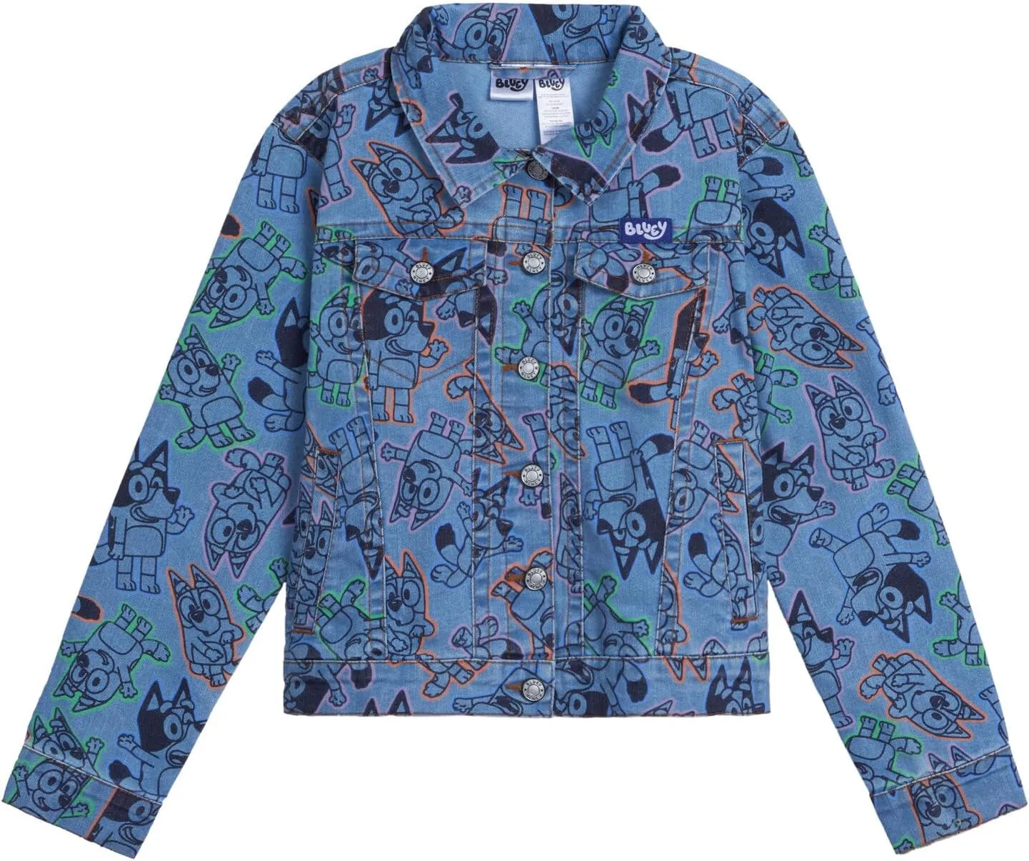 Bluey Girls Denim Jacket Toddler to Big Kid Sizes (2T - 10-12)