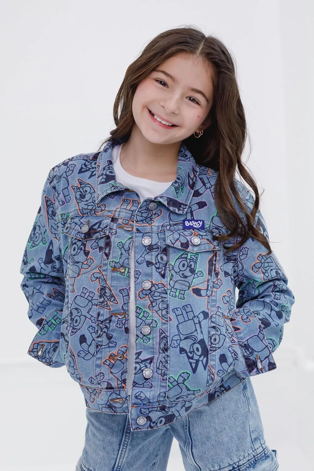 Bluey Girls Denim Jacket Toddler to Big Kid Sizes (2T - 10-12)