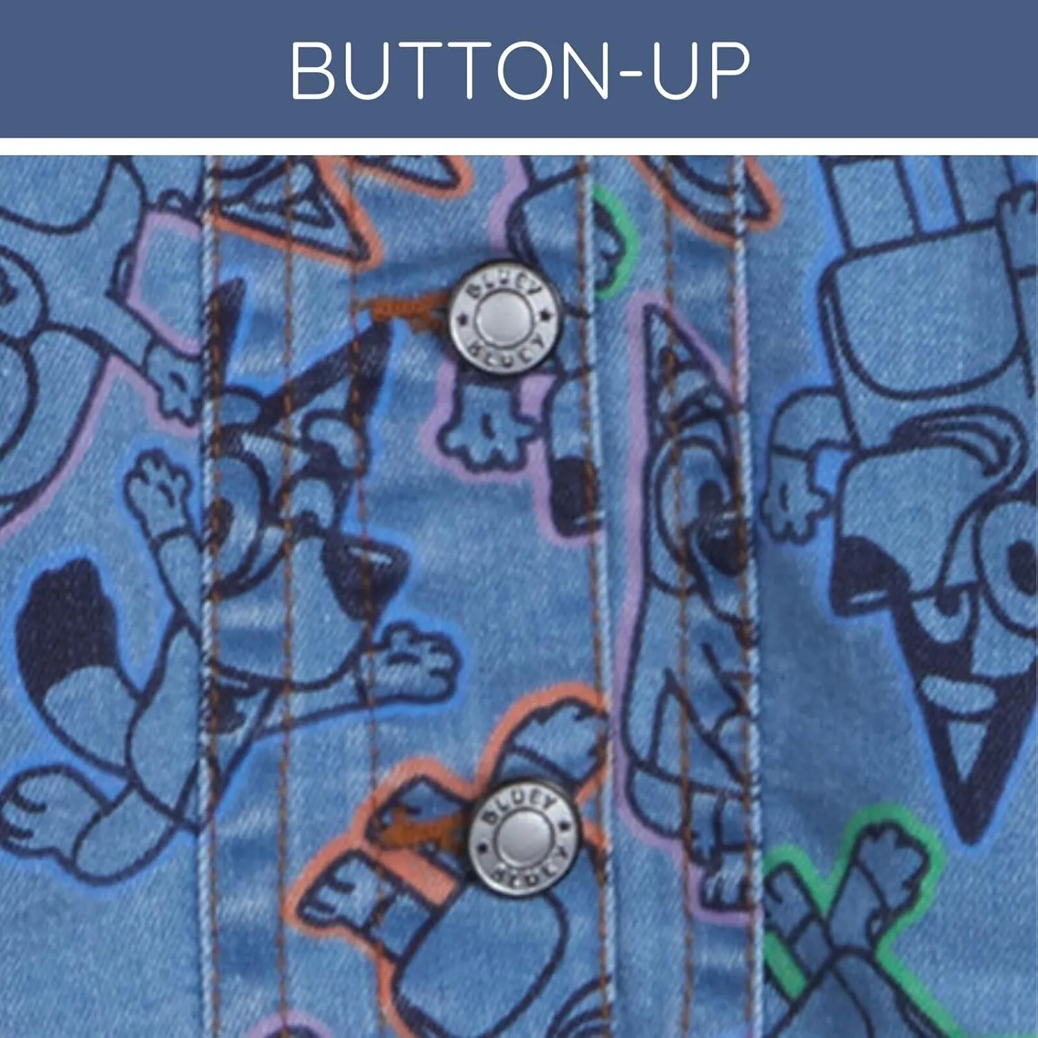 Bluey Girls Denim Jacket Toddler to Big Kid Sizes (2T - 10-12)