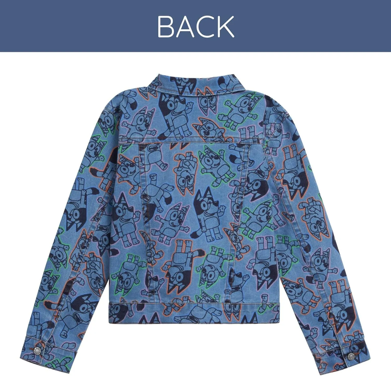Bluey Girls Denim Jacket Toddler to Big Kid Sizes (2T - 10-12)