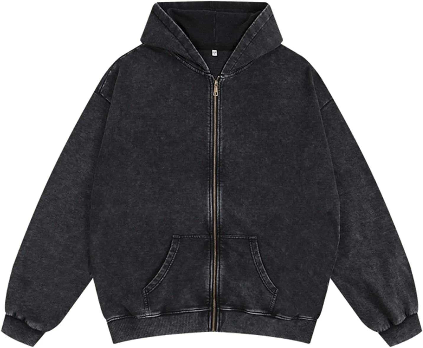 Bobeutou Mens Zip Up Acid Wash Hoodie Vintage Oversized Casual Fall Jacket Cotton Hooded Sweatshirts with Pockets Streetwear