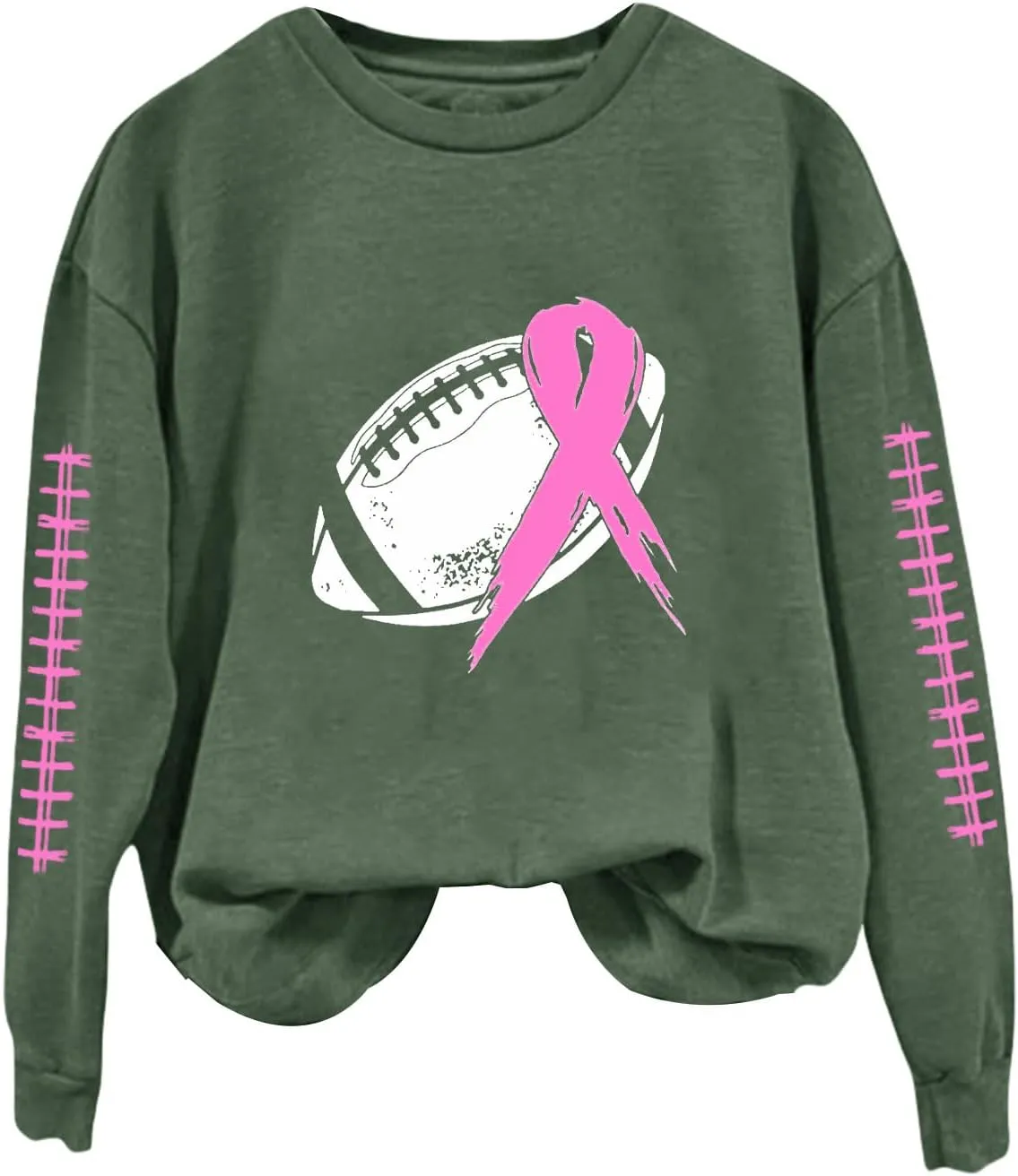 Breast Cancer Awareness Hoodies for Women Pink Ribbon Pullover Hoodie Football Sweatshirts Long Sleeve Oversized Tops