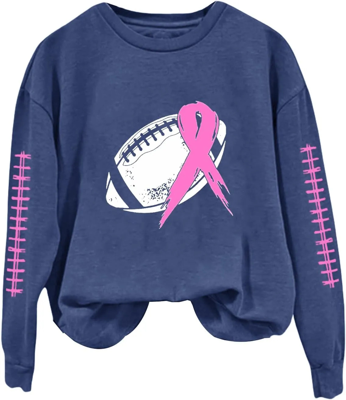 Breast Cancer Awareness Hoodies for Women Pink Ribbon Pullover Hoodie Football Sweatshirts Long Sleeve Oversized Tops