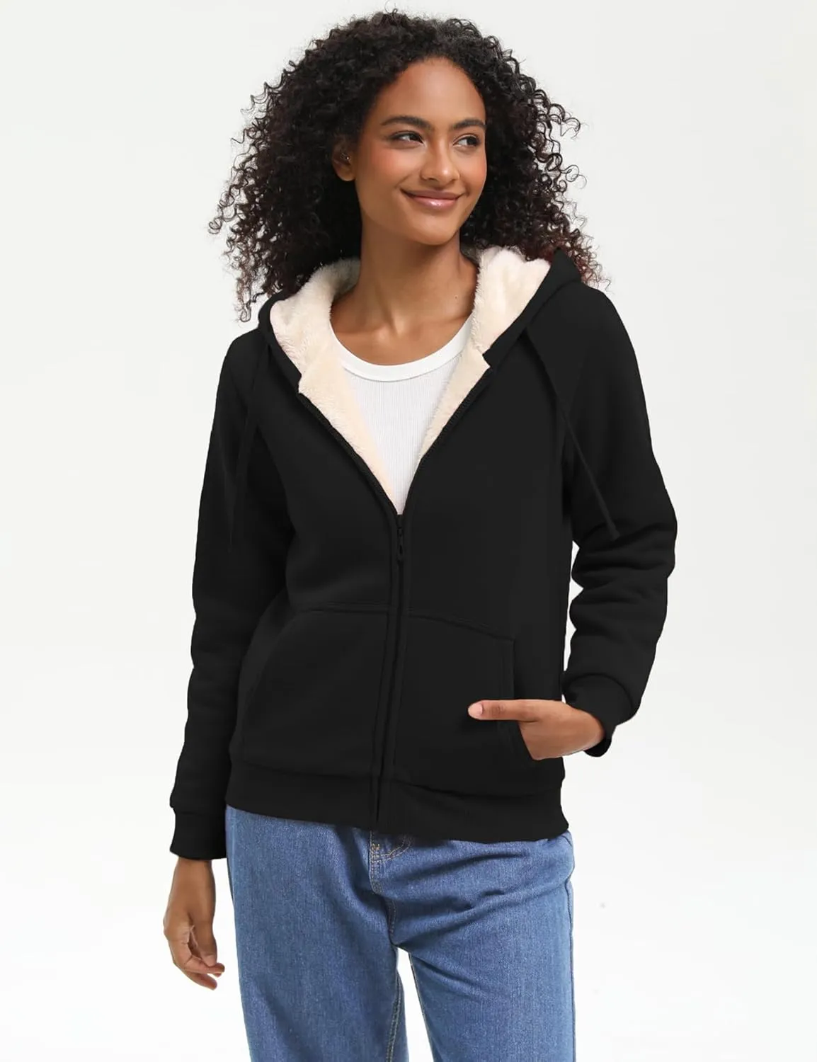 Bumeex Women' Sweatshirt,Sherpa-Lined Hoodie