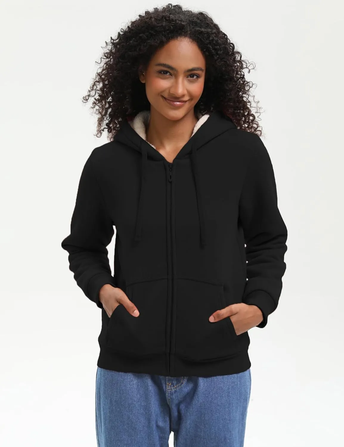 Bumeex Women' Sweatshirt,Sherpa-Lined Hoodie
