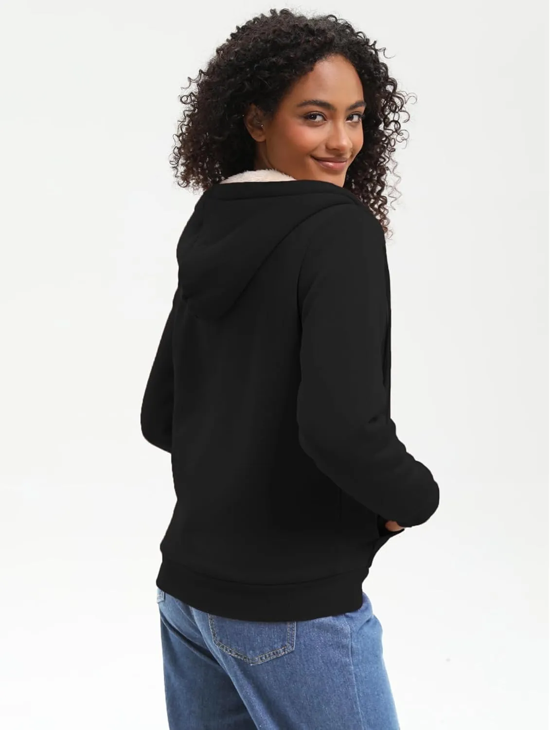 Bumeex Women' Sweatshirt,Sherpa-Lined Hoodie