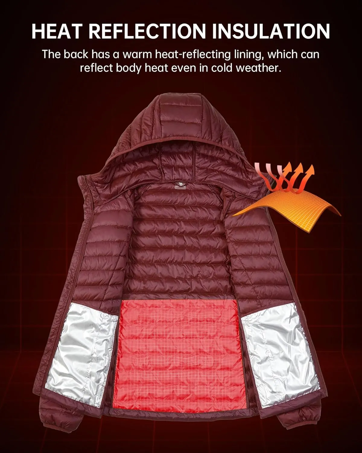 CAMELSPORTS Women's Down Jacket Hooded Winter Light Weight Short Puffer Coats Packable Warm Windproof Ladies Parka