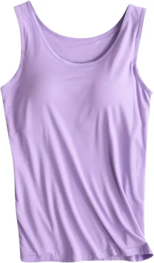 Camisole Tops for Women Plus Size Comfy Tank Tops Sleeveless Running Sports Tanks with Built in Bra Yoga Clothes