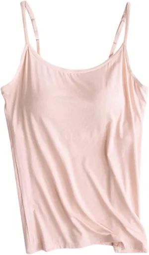 Camisole with Shelf Bra Women Tank Top with Shelf Bra Racerback Workout Yoga Tops Undershirt Basic Cami Tanks