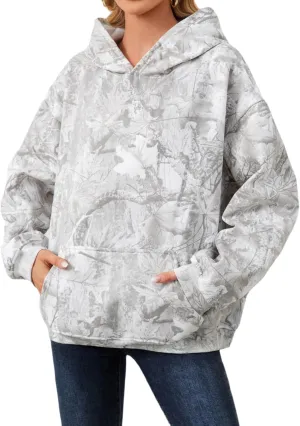 Camo Hoodie Womens Mens Maple Leaf Fleece Hooded Sweatshirt Oversized Camouflage Hoodies For Women Trendy