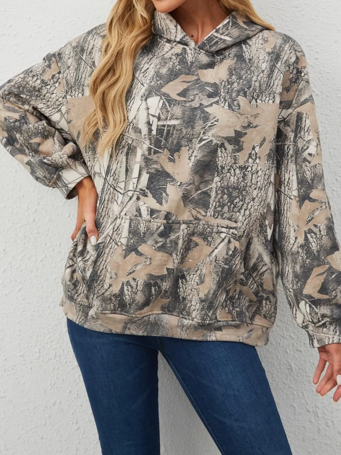 Camo Hoodie Womens Mens Maple Leaf Fleece Hooded Sweatshirt Oversized Camouflage Hoodies For Women Trendy
