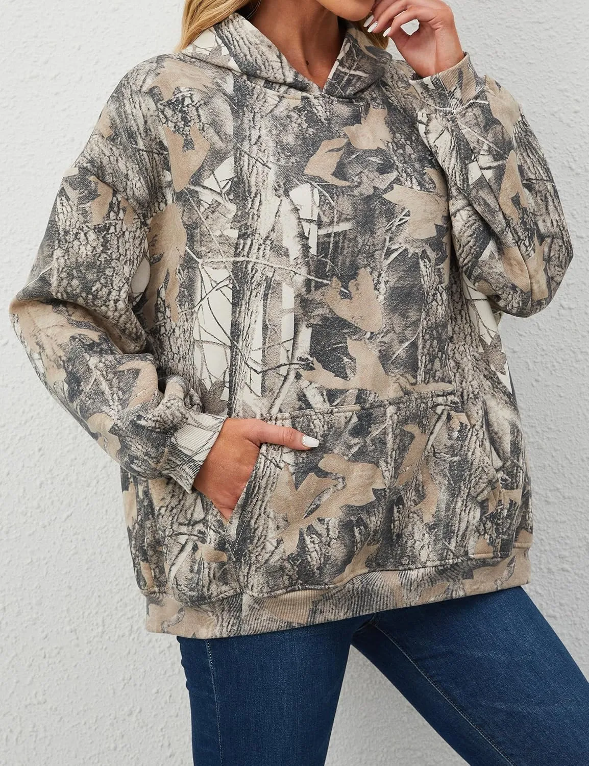 Camo Hoodie Womens Mens Maple Leaf Fleece Hooded Sweatshirt Oversized Camouflage Hoodies For Women Trendy