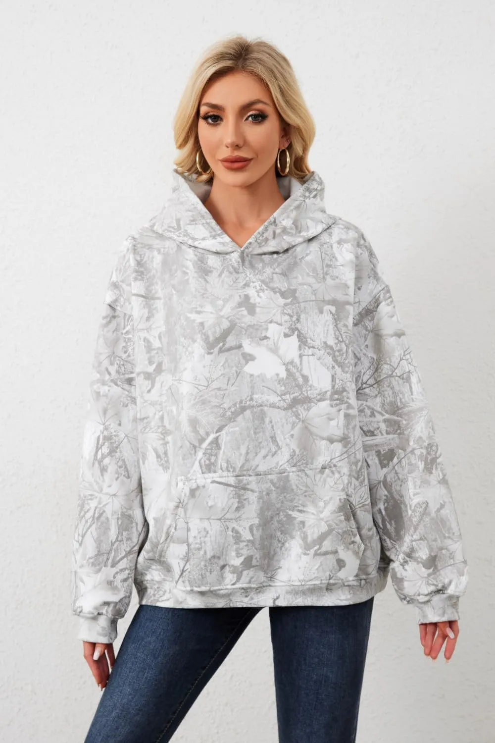 Camo Hoodie Womens Mens Maple Leaf Fleece Hooded Sweatshirt Oversized Camouflage Hoodies For Women Trendy