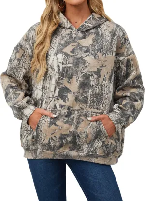 Camo Hoodie Womens Mens Maple Leaf Fleece Hooded Sweatshirt Oversized Camouflage Hoodies For Women Trendy
