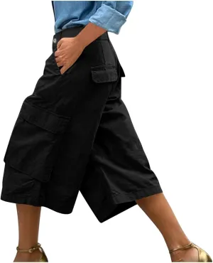 Cargo Capris for Women Loose Baggy Wide Leg Pants Lightweight Flowy High Waisted Hiking Pants Summer Y2k Clothes
