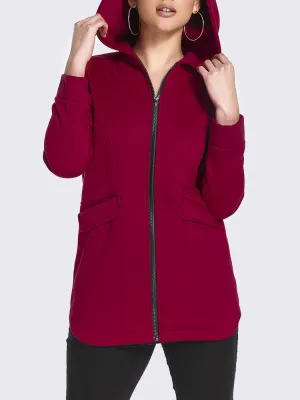 Casual Women Solid Color Hooded Coats