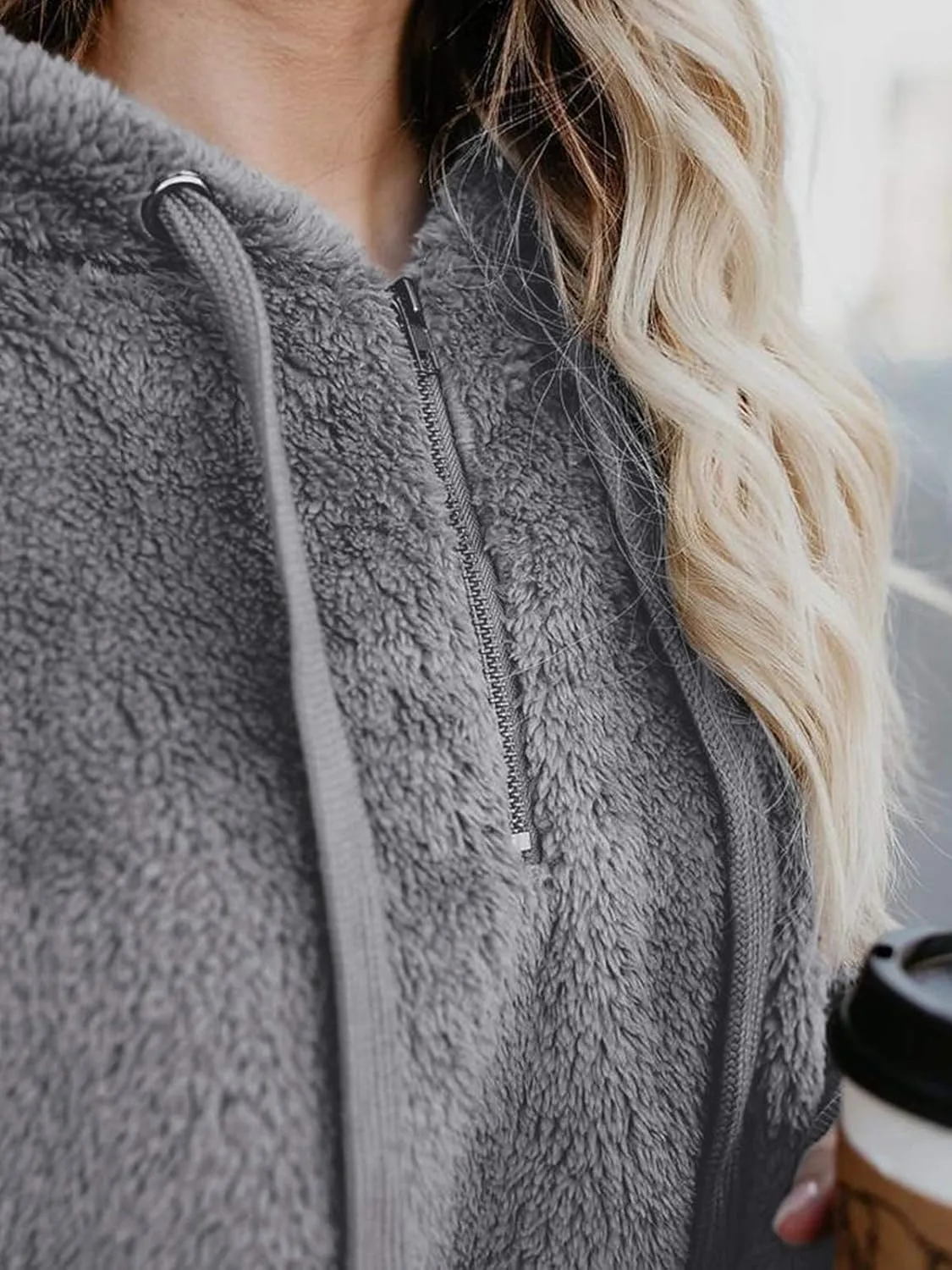 Century Star Womens Hoodies Fuzzy Hooded Sweatshirt Zipper Fleece Hoodie Pullover Sherpa Sweater Fluffy Coat