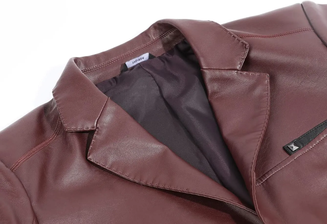 CHARTOU Men's Regular Fit Button Down Lined Business Lambskin Leather Jacket Blazer with Pockets