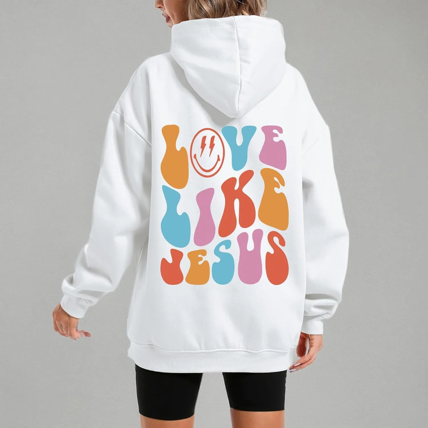 Christian Love Like Jesus Aesthetic Hoodies Oversized Graphic Preppy Sweatshirts for Women Faith Pullover Shirts Top